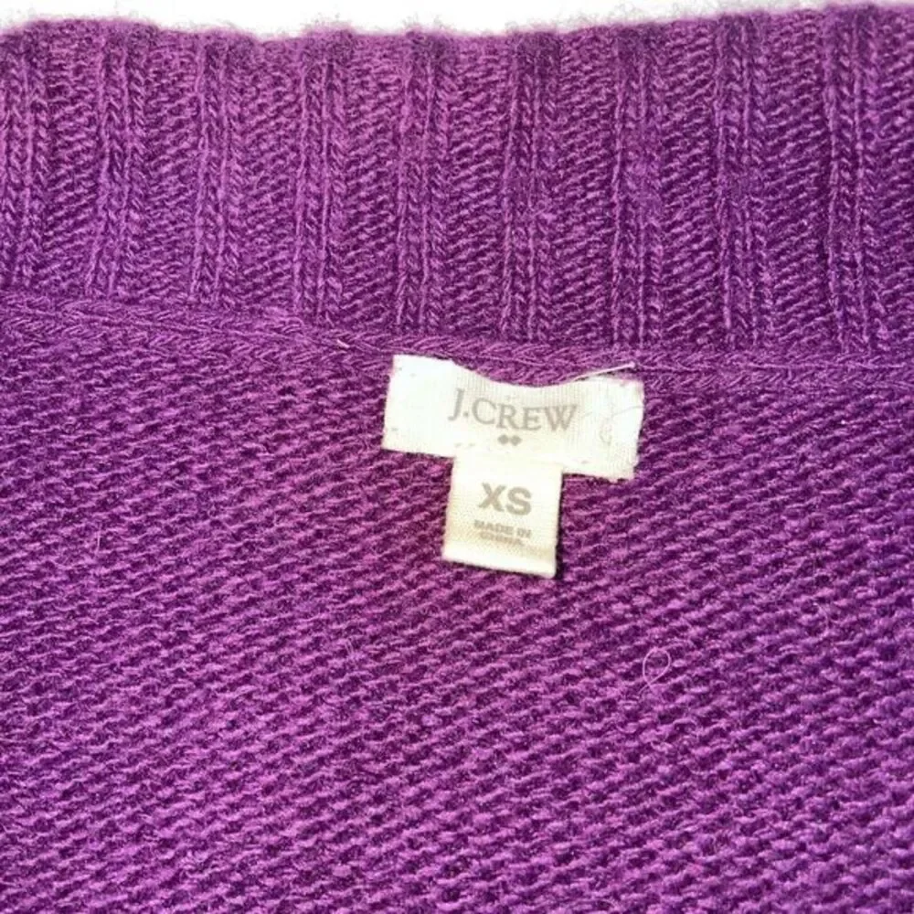 J.CREW ‎ Women's HALF ZIP KNIT Asymmetrical SWEATER Wool Alpaca Blend Purple XS